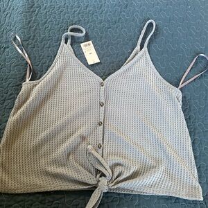 Wild Fable Light Blue Textured Tie-Front Crop Top